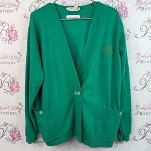 Tall girl cardigan sun embroidered sweater Elegant Green Women's Cardigan